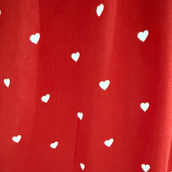 Red Pajama Pants with White Heart Print - Picture 3 of 5
